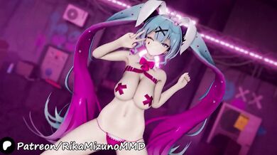 Swinging big boobs bunny striptease in rabbit hole