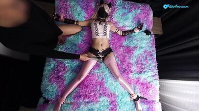 Petite girlfriend tied down then stuffed with cum raw