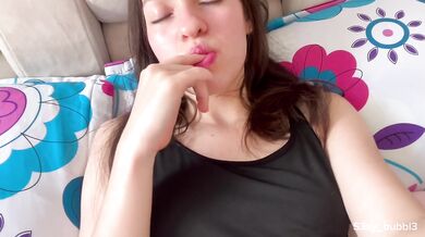 18yo Latina fingers her creamy pink pussy till gushing squirt cum