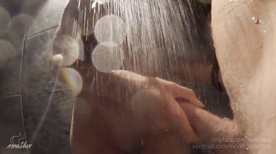 Bubble Butt Gushed in Sauna Shower While Strangers Almost Caught Cumshots