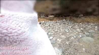 Teen stranger flashes massive cock on beach then gushes cumshot