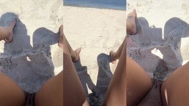 Nude Beach Slut Gushes While Voyeurs Watch Public Squirt