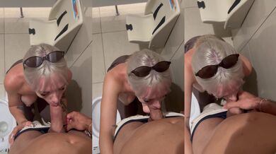 Blowjob squirt in Hong Kong airport bathroom caught on tape