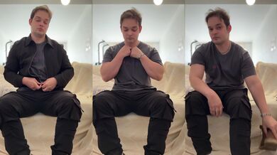 I pull off my clothes then rub my huge cock raw