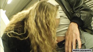 German brunette screwed raw in metro station by hung stud on dirty public ride