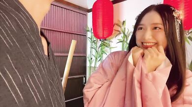 Japanese virgin teased by servant in ancient tradition cosplay