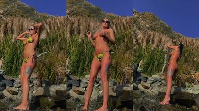 Nude Beach Voyeurs Destroyed By Big Tits Shower Gush