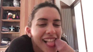 My slutty stepsister takes my big dick in her mouth hard