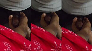 Wrinkled soles get soaked in hot cum on that couch