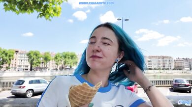 Blue hair alt girl deep throated my dick on our first Tinder date