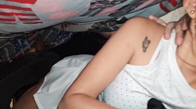 Petite latina takes a big dick deep in her tight mouth