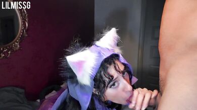 Cute gamer girl rides thick brown cock till her face is flooded with white cum