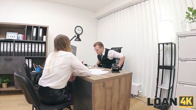 Loan4k Czech girl deep throating clerk’s big cock in his office