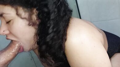 The Asian queen lips drips spit wet messy sloppy blowjob leaves him choking gagging on fat cock