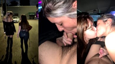 Two TikTok sluts choke gobble my cock gushing after rave