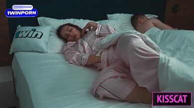 Step mom begs for bed share then gets choked cowgirl facial