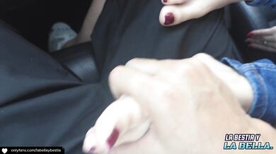 Bald pussy gets pounded in supermarket parking lot gush