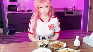 Chinese Cosplay Babe Chokes Hairy Cock Doggystyle Gush