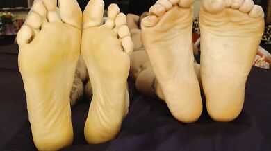 Barefoot Soles Wrestle in a Feet Fight