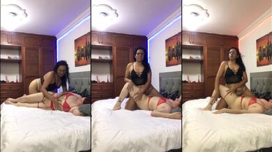 My stepsister rides me in sexy lingerie and we have hot scissoring