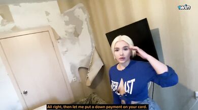Russian blonde teen gets doggystyle anal creampie with big dick