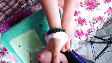 Tired colegiala in miniskirt POV shaved pussy gush cum flood
