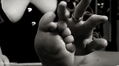 Two happy slaves worship German MILF Dominatrix’s feet