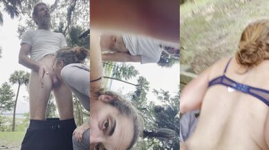 Owned slut chokes deep in public outdoor fuck gush destruction