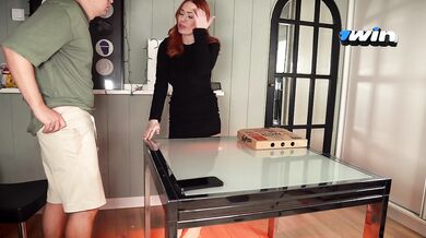 Redhead pizza delivery gagged with my thick creamy load