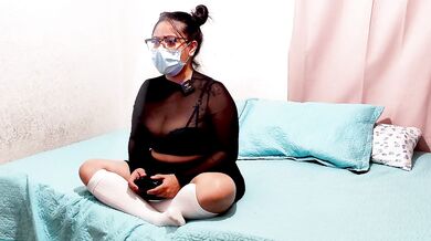 The sluttish wife left me alone with her boyfriend in her slutty school miniskirt
