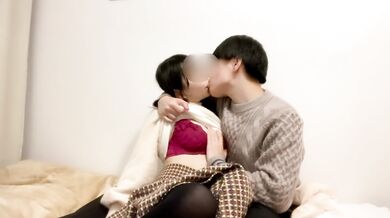 Resting after Sunday date Japanese girl’s flushed cheeks lead to deep kissing and desperate blowjob